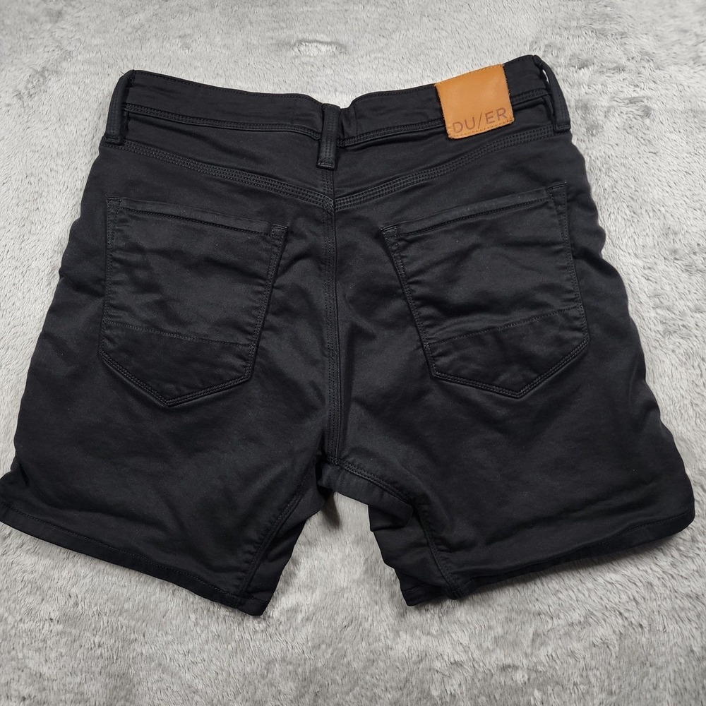 DUER Shorts Mens 33 Black Denim Chino 7" Inseam Casual Travel Summer Performance - Picture 5 of 12
